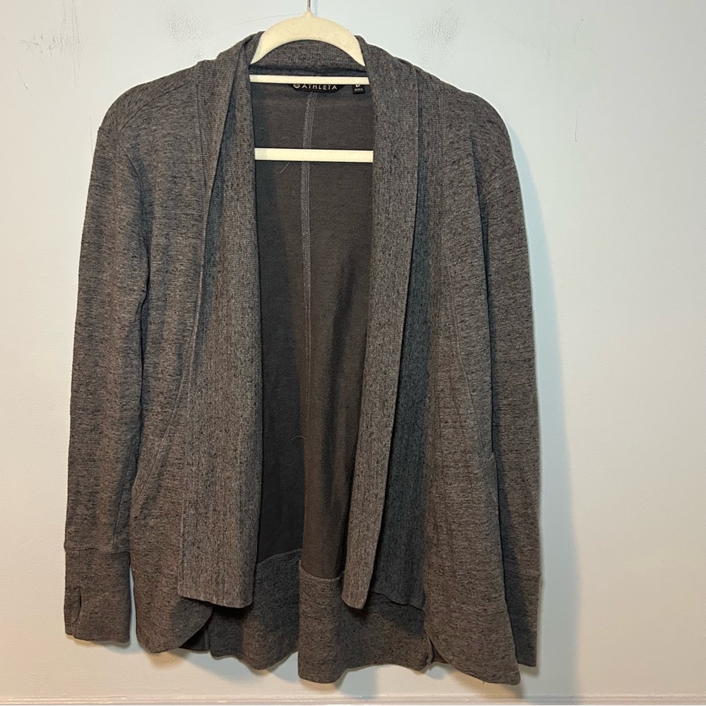 Athleta Cotton Blend Gray Long Sleeve Open Front Cardigan Sweater Size Small